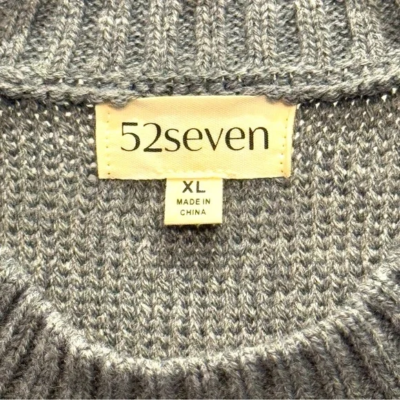 NWT 52seven Women's XL Gray Long Sleeve Cable Pullover Sweater with Fringe - Picture 6 of 11